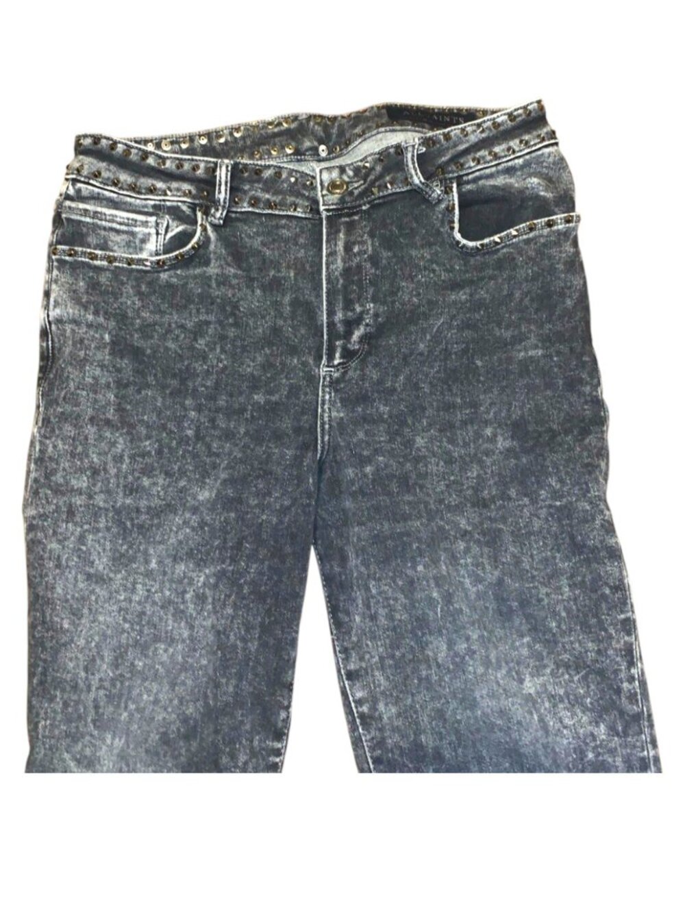 ALL SAINTS Miller, Skinny Jeans, studded waist, acid wash, size 30